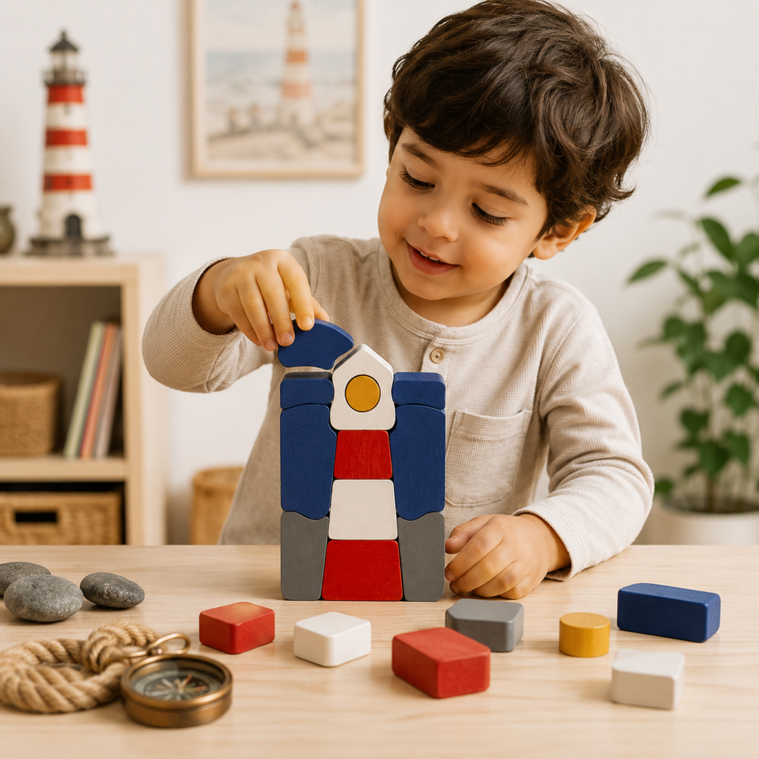 Coastline Lighthouse Montessori Blocks Puzzle