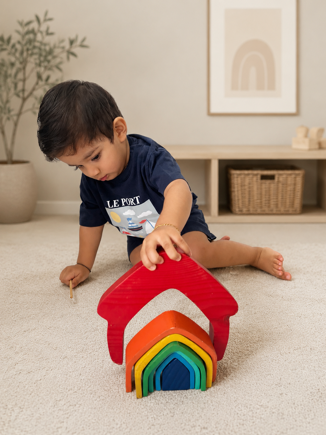 Wooden House Stack – Montessori Learning Toy