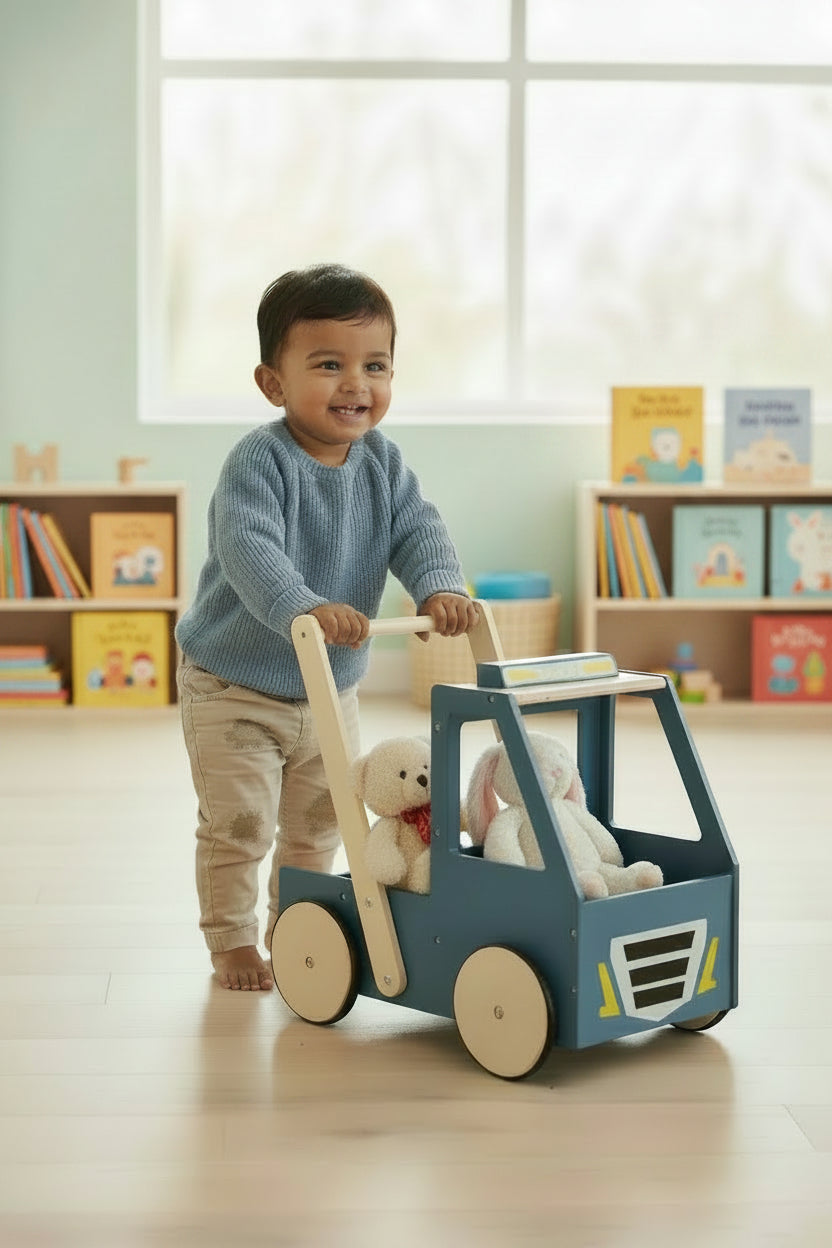 Wooden Truck Baby Walker – Push & Storage Activity Cart