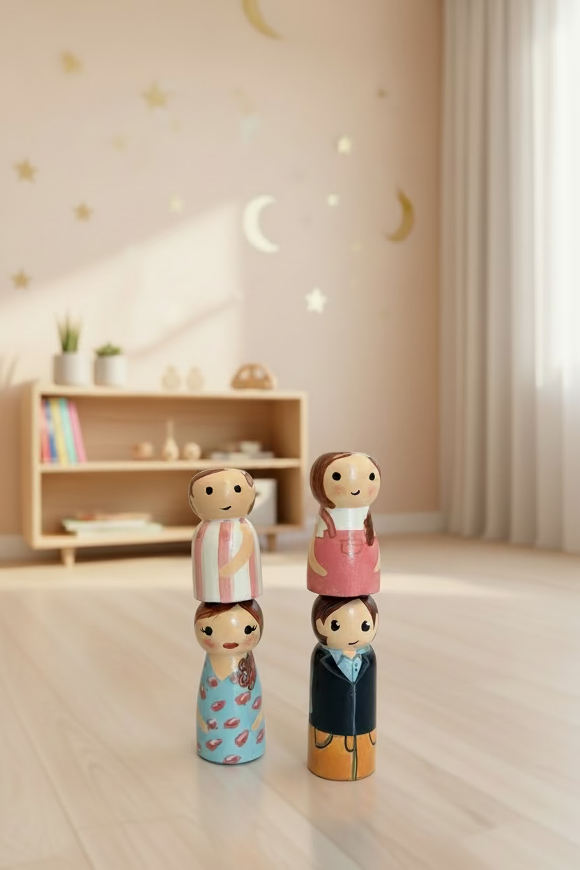 Wooden Family Peg Doll Set