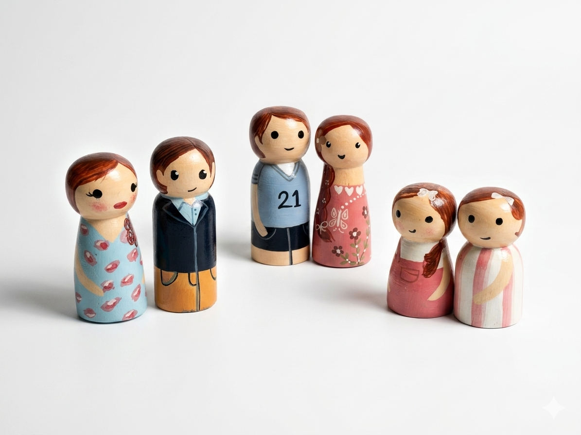Wooden Family Peg Doll Set