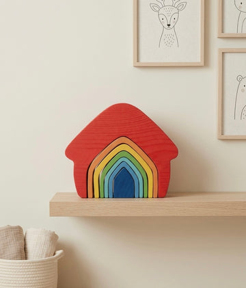 Wooden House Stack – Montessori Learning Toy
